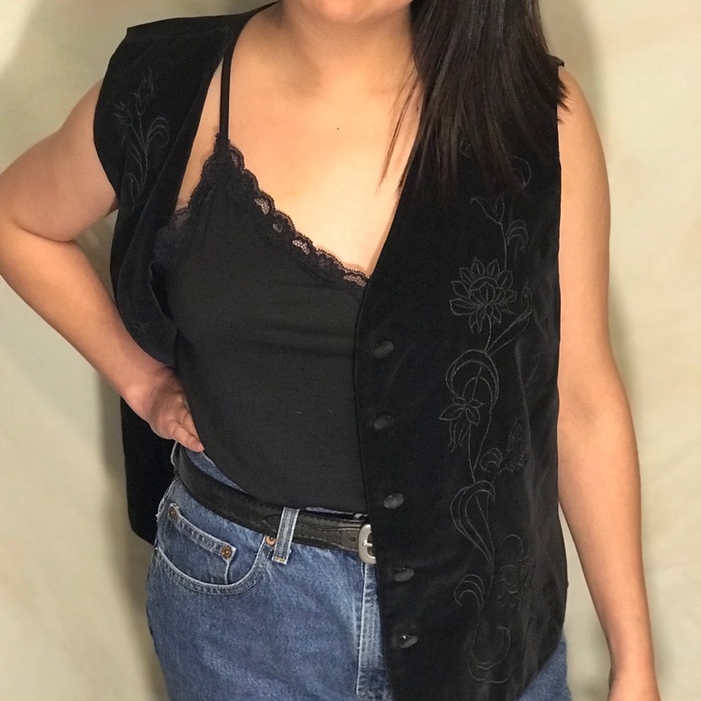 Black embroidered vest